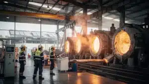 Stabilimento industriale italiano con forni elettrici in area produttiva metallurgica